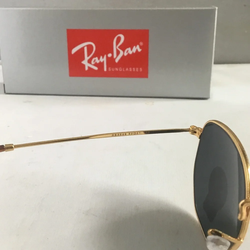 Ray-Ban Gold Frame Black Lens Sunglasses - Men's